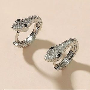 Sterling Silver 925 Snake Huggie Hoop Earrings